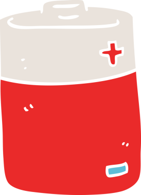 Bir insan tarafından çizilmiş pilin düz renk çizimi