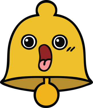 Bir insan tarafından çizilmiş sevimli bir çan karikatürü.