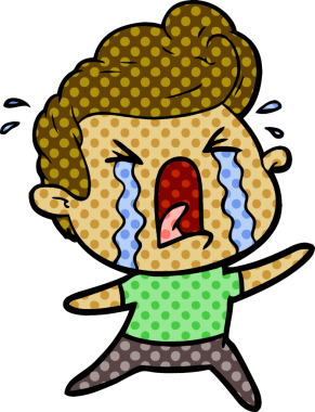 Bir insan tarafından çizilmiş ağlayan bir karikatür.