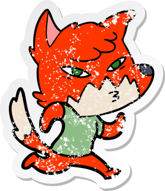 Bir insan tarafından çizilmiş zeki bir tilkinin sıkıntılı çıkartması.