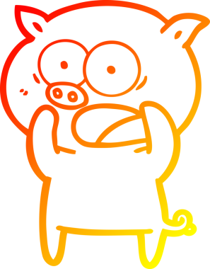 Bir insan tarafından çizilmiş bağıran çizgi film domuzu çizimi.