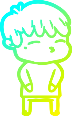 Bir çizgi film karakteri çizen soğuk gradyan bir insan tarafından çizilmiş meraklı çocuk.