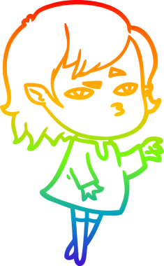 Gökkuşağı gradyan çizimi Bir insan tarafından çizilen vampir kız çizgi