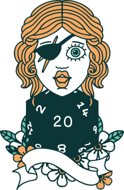 Retro Dövme Tarzı Bir insan tarafından çizilmiş 20 zarlı düzenbaz insan