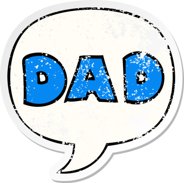 Çizgi film sözcüğü baba, bir insan tarafından çizilmiş kederli eski bir çıkartma.