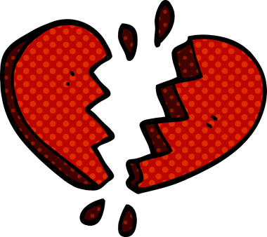 Bir insan tarafından çizilmiş kırık bir kalp.