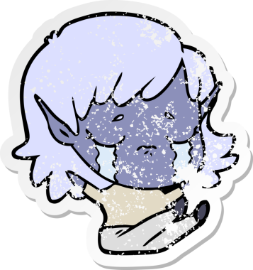 Bir insan tarafından çizilmiş, ağlayan bir elf kızı.