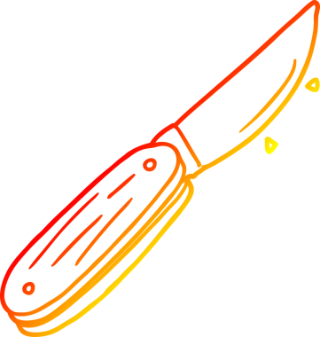 Bir insanın çizdiği çizgi film katlama bıçağının sıcak eğimli çizgisi.