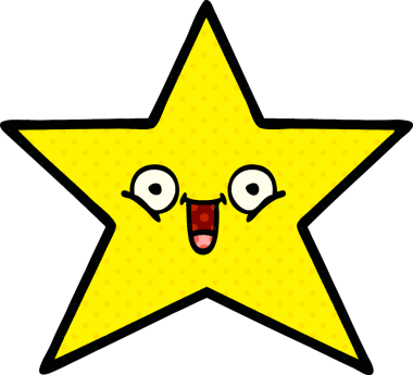 Bir insan tarafından çizilmiş bir altın yıldızın çizgi filmi.