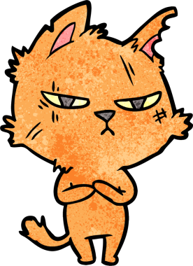 Bir insan tarafından çizilmiş sert çizgi film kedisi.