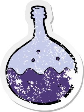 Bir insan tarafından çizilmiş köpüren kimyasalların gerilimli retro yapıştırması.