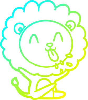 Bir insan tarafından çizilmiş mutlu çizgi film aslanı çizimi.