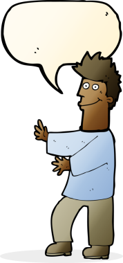 Bir insan tarafından çizilmiş konuşma balonlu mutlu adam çizgi filmi.