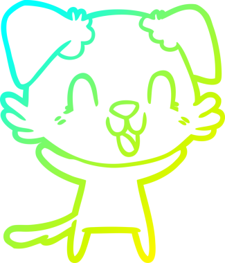 Bir insan tarafından çizilmiş gülen çizgi film köpeğinin soğuk çizgisi.