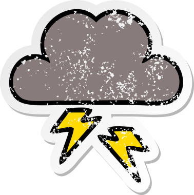 Bir insan tarafından çizilmiş tatlı bir karikatür fırtına bulutunun sıkıntılı çıkartması