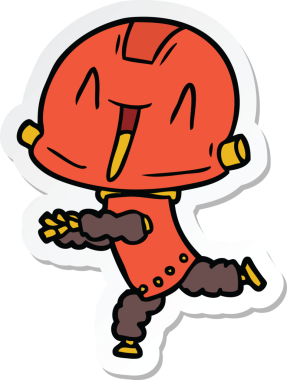 Bir insan tarafından çizilmiş robot karikatür çıkartması.