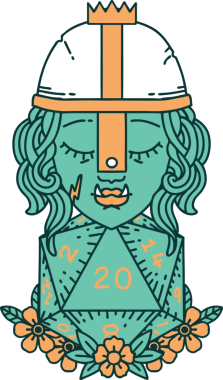 Retro Dövme Biçimli Ork Savaşçısı Karakteri Bir insan tarafından çizilmiş doğal yirmi zar atışıyla