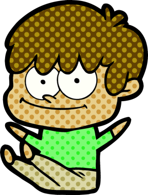 Bir insan tarafından çizilmiş mutlu çizgi film adamı.