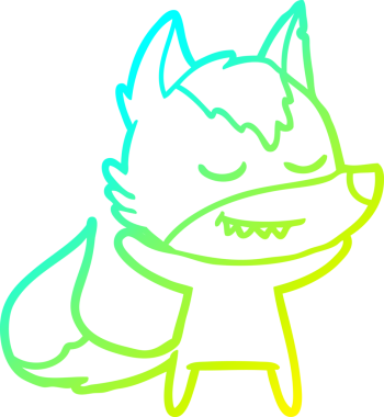 Bir insan tarafından çizilmiş dost canlısı bir kurt çizgi çizimi.