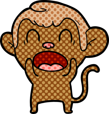 Bir insan tarafından çizilmiş bağıran çizgi maymun.