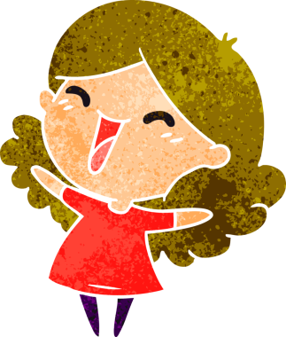 Bir insan tarafından çizilmiş sevimli bir kawai kızının serbest çizimi.