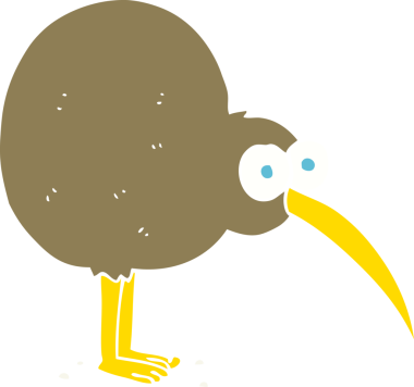 Bir insan tarafından çizilmiş kivinin düz renk çizimi