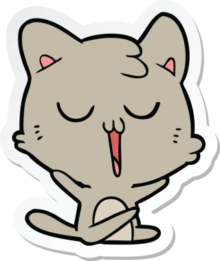 Bir insan tarafından çizilmiş çizgi film kedisinin çıkartması.