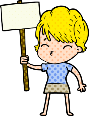 Bir insan tarafından çizilmiş bir çizgi film kadını.