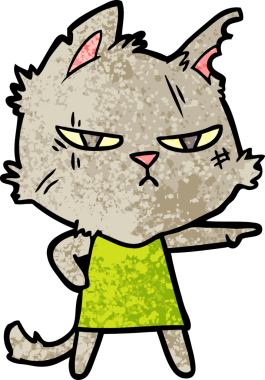 Bir insan tarafından çizilmiş sert çizgi film kedisi kızı.