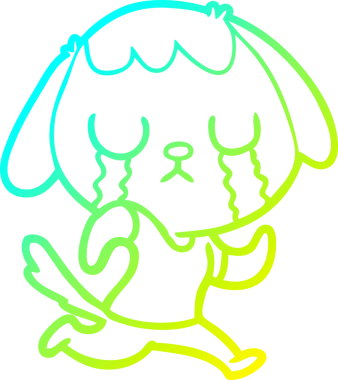 Bir insan tarafından çizilmiş ağlayan şirin bir köpeğin soğuk gradyan çizimi.