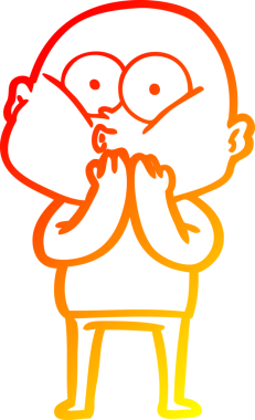 Bir insan tarafından çizilmiş kel bir adamın sıcak çizgi çizimi.