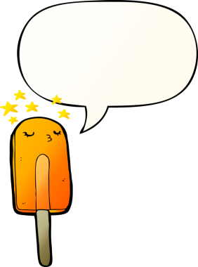 bir insan tarafından çizilmiş yumuşak eğimli konuşma baloncuklu buz lolipopu.