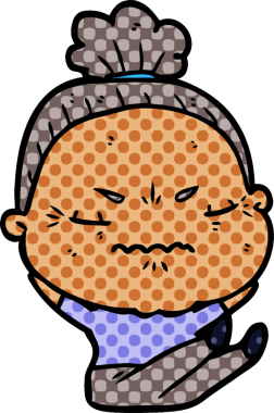 Çizgi film bir insan tarafından çizilmiş yaşlı bir kadın tarafından rahatsız edildi.