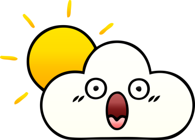 Bir insanın çizdiği güneş ışığı ve bulutun gölgeli karikatürü