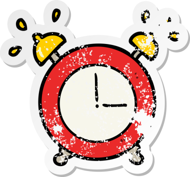 Bir insan tarafından çizilmiş çalar saatin sıkıntılı etiketi