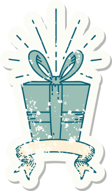 Bir insan tarafından çizilmiş dövme stili eski bir çıkartma.