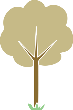 Bir insan tarafından çizilmiş tuhaf bir çizgi film ağacı.