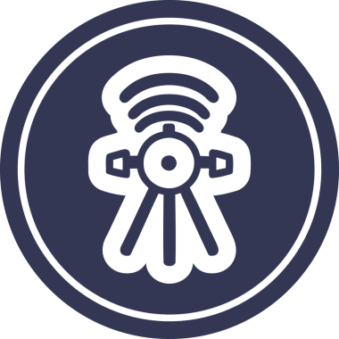 İletişim uydusu dairesel simgesi bir insan tarafından çizilmiş