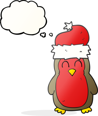 Bir insan tarafından çizilmiş serbest çizim balon karikatür noel robini.