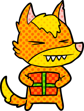 Bir insan tarafından çizilmiş tilki çizgi film karakteri.