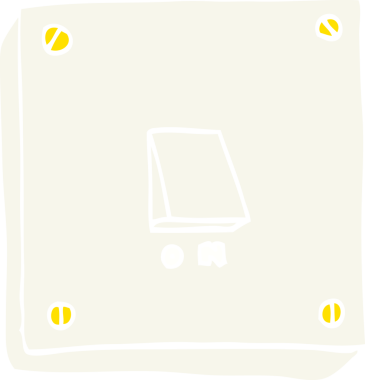 Bir insan tarafından çizilmiş düz renk çizgi film ışık anahtarı