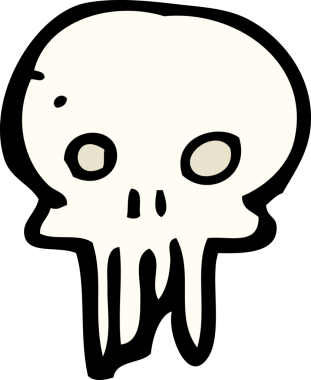 Bir insan tarafından çizilmiş ürkütücü kafatası sembolü.