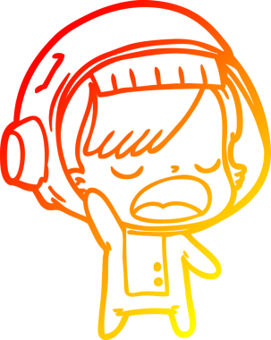 Bir insan tarafından çizilmiş bir karikatür astronot kadın çizimi.