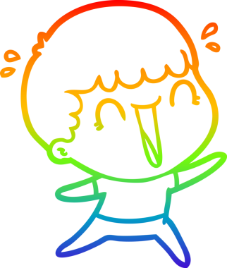 Gökkuşağı gradyan çizgisi bir insan tarafından çizilmiş gülen bir karikatür adamın çizimi