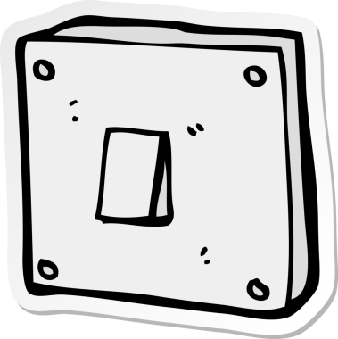 Bir insan tarafından çizilmiş çizgi film lambası etiketi.