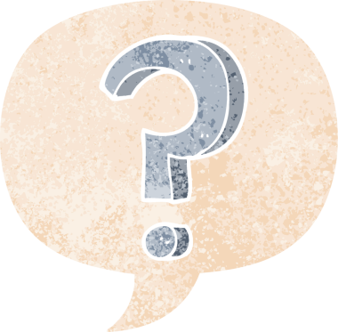 bir insan tarafından çizilmiş grunge sıkıntılı retro biçimli konuşma baloncuğu ile çizgi film soru işareti