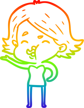 Gökkuşağı gradyan çizgi çizimi Bir insan tarafından çizilen bir kız karikatürü