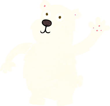 Bir insan tarafından çizilmiş kutup ayısı sallayan çizgi film.