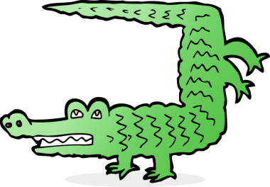 Bir insan tarafından çizilmiş timsah çizgi filmi.