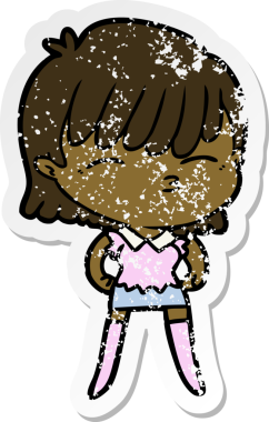 Bir insan tarafından çizilmiş karikatür bir kadının sıkıntılı çıkartması.